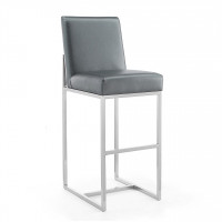 Manhattan Comfort BS010-GP Element 42.13 in. Graphite and Polished Chrome Stainless Steel Bar Stool